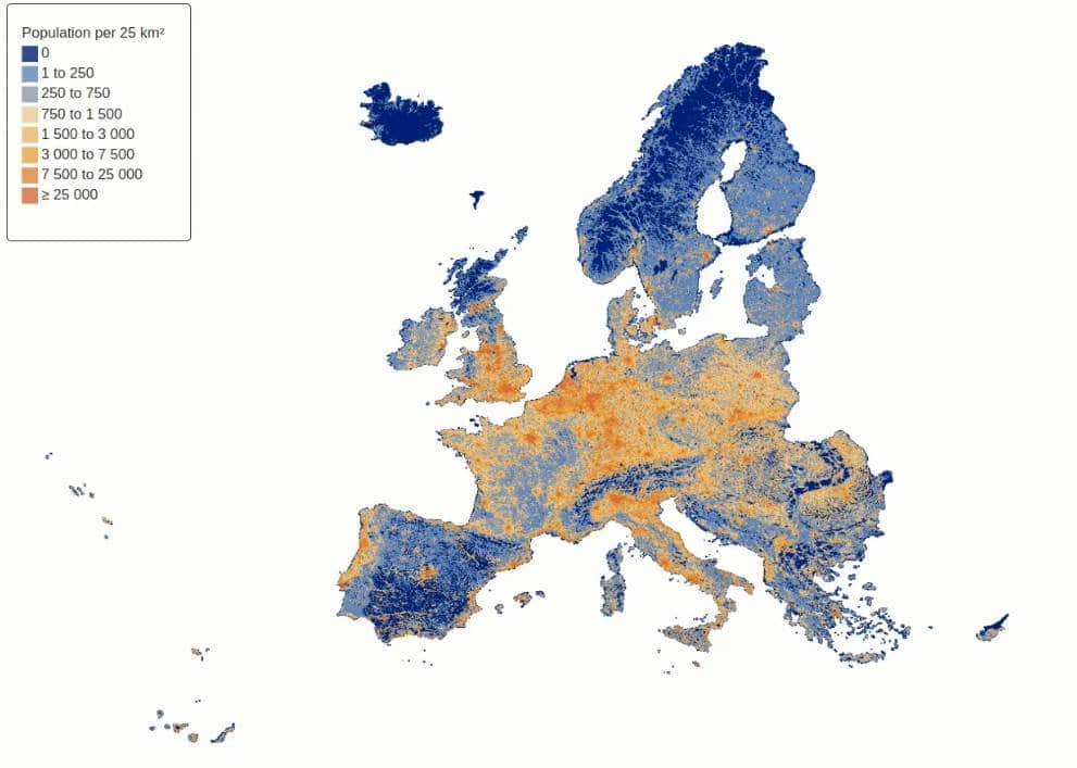 Europe Population map