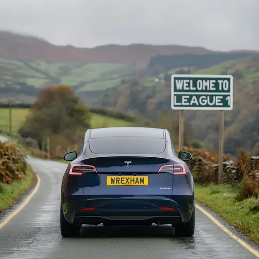 a car on the road to Wrexham